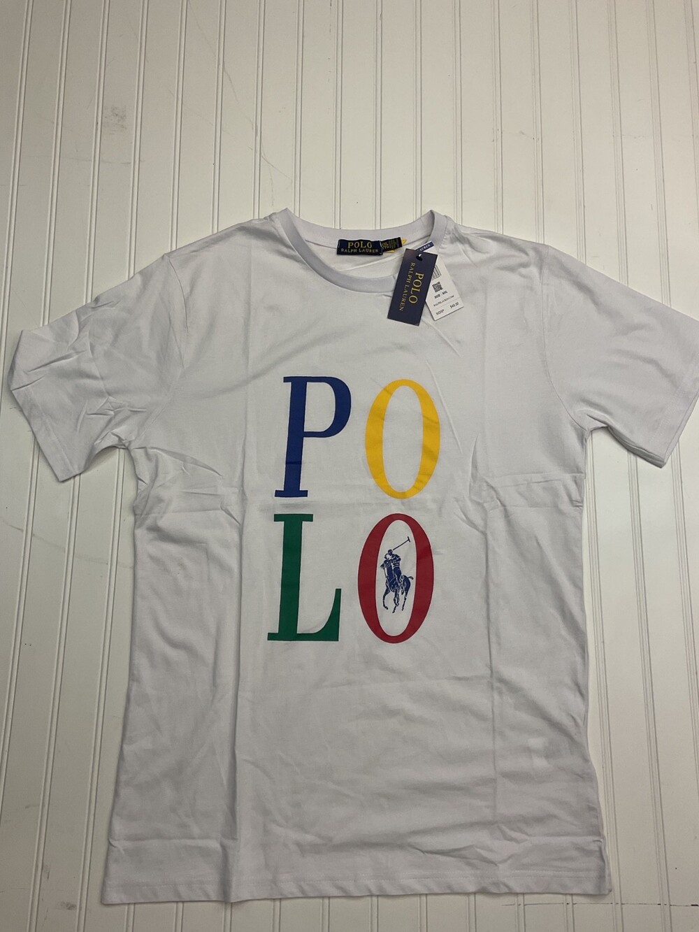 NWT Polo Ralph Lauren Men's White Multi-Color Big Graphic Logo T-Shirt XXL